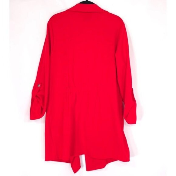 FRANK LYMAN MONTREAL Collection Red Knit Jacket Size 8 Longline Blazer 226274 - Picture 3 of 9
